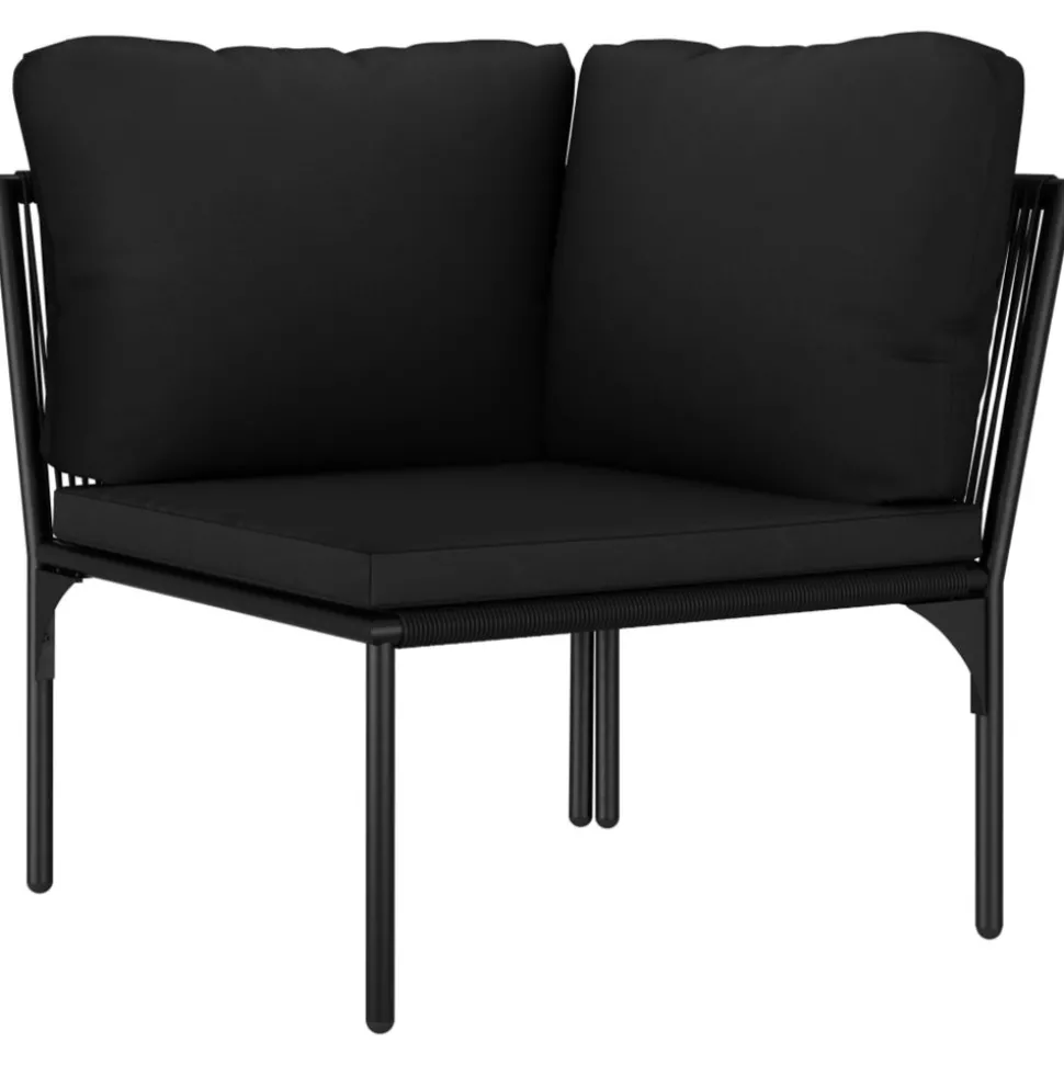 MAISON EXCLUSIVE - Salon de jardin 6 pcs avec coussins noir pvc