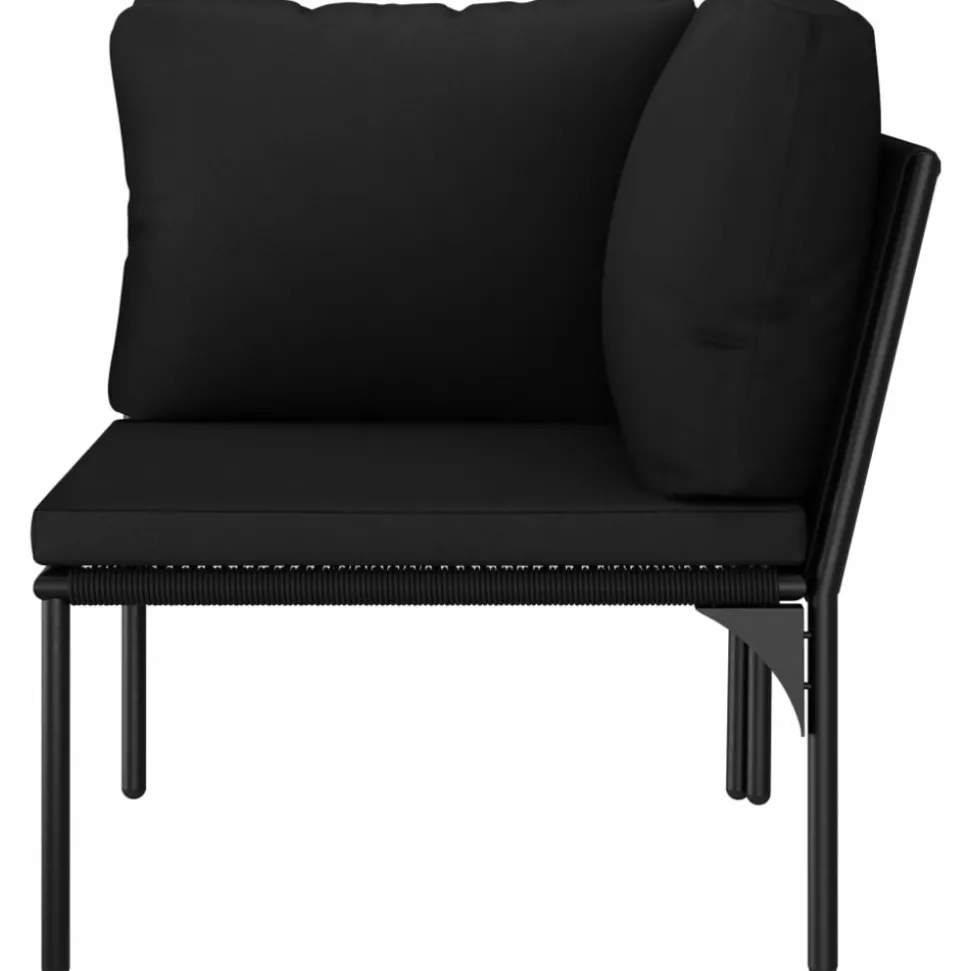 MAISON EXCLUSIVE - Salon de jardin 6 pcs avec coussins noir pvc