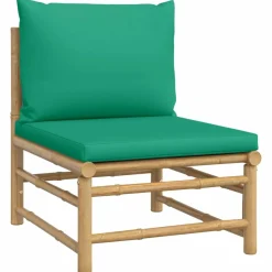 MAISON EXCLUSIVE - Salon de jardin 9 pcs avec coussins vert bambou