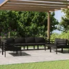 MAISON EXCLUSIVE - Salon de jardin 8 pcs avec coussins aluminium anthracite