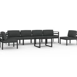 MAISON EXCLUSIVE - Salon de jardin 7 pcs avec coussins aluminium anthracite