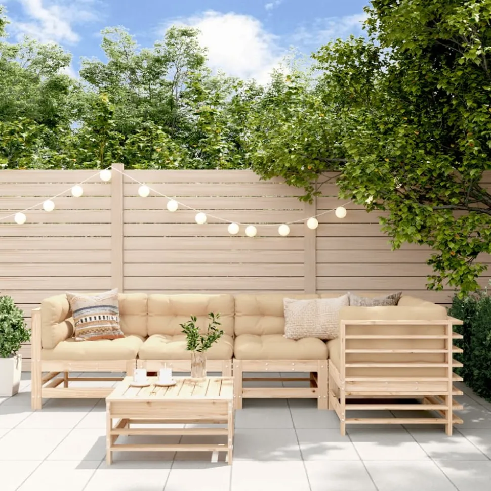 MAISON EXCLUSIVE - Salon de jardin 6 pcs avec coussins bois massif
