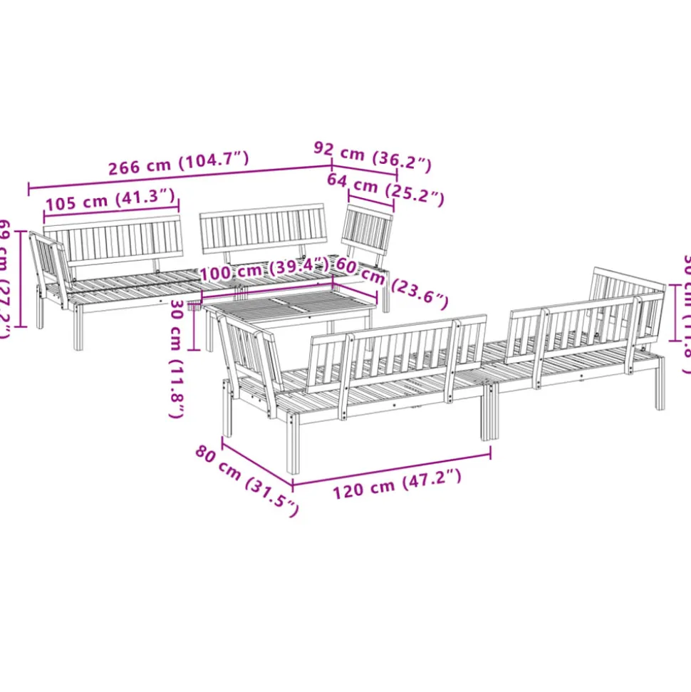 MAISON EXCLUSIVE - Salon palette de jardin 5 pcs bois d'acacia massif