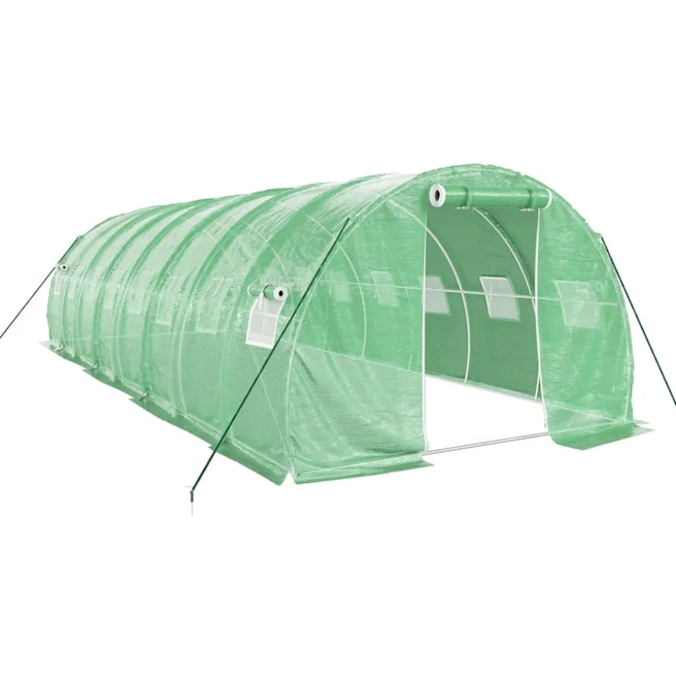 MAISON EXCLUSIVE - Serre avec cadre en acier vert 24 m² 8x3x2 m