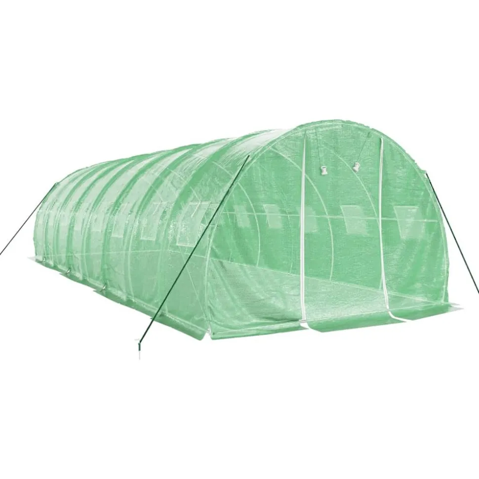 MAISON EXCLUSIVE - Serre avec cadre en acier vert 24 m² 8x3x2 m