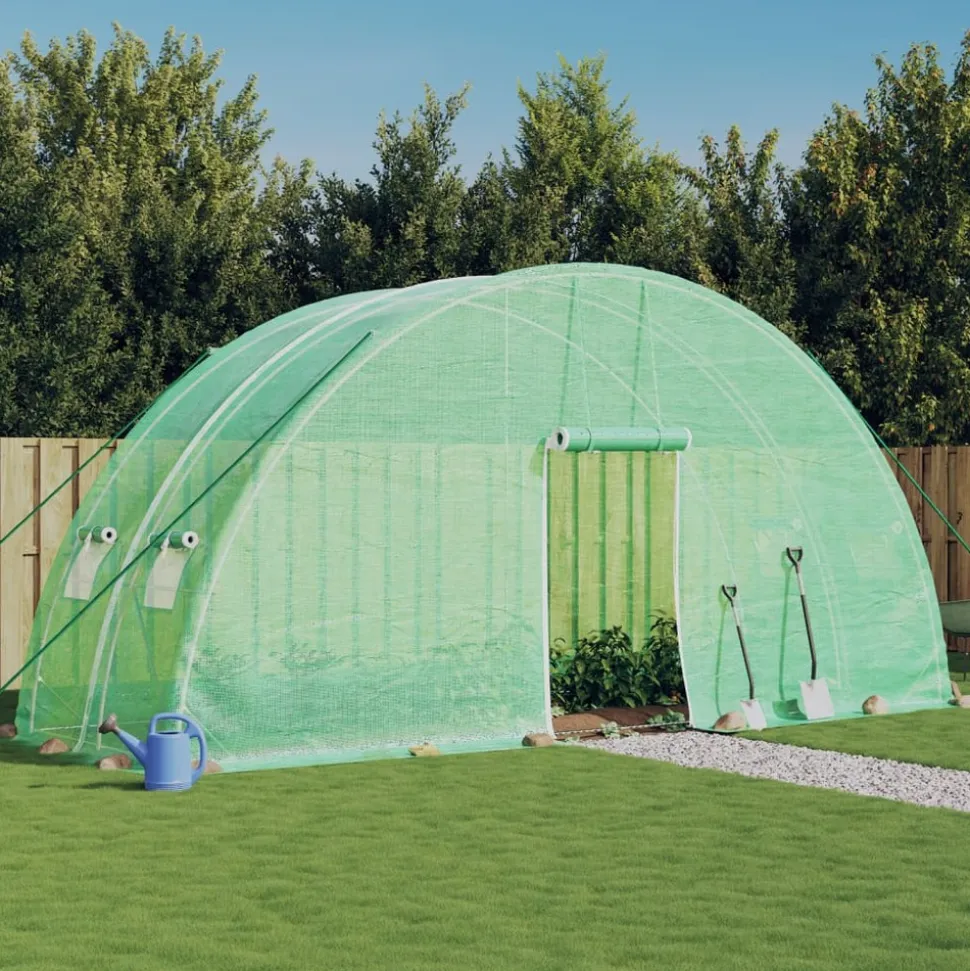 MAISON EXCLUSIVE - Serre avec cadre en acier vert 12 m² 6x2x2,85 m