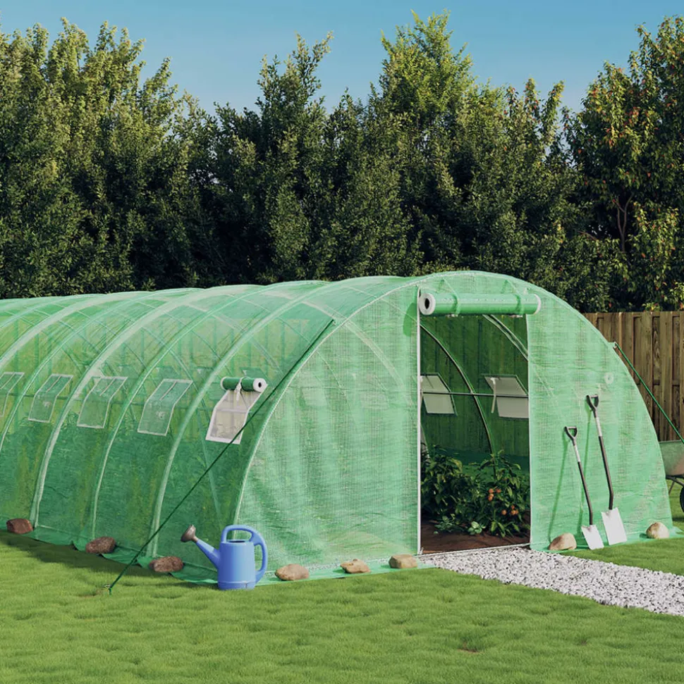 MAISON EXCLUSIVE - Serre avec cadre en acier vert 48 m² 12x4x2 m