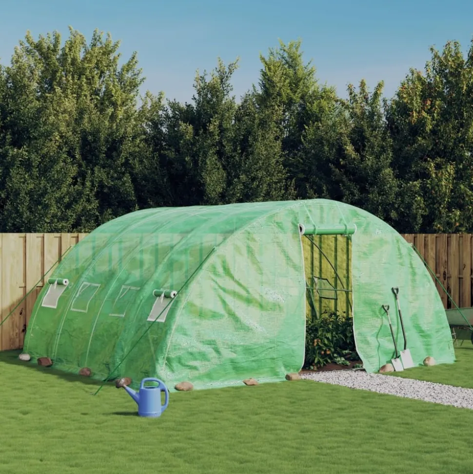 MAISON EXCLUSIVE - Serre avec cadre en acier vert 20 m² 5x4x2,3 m