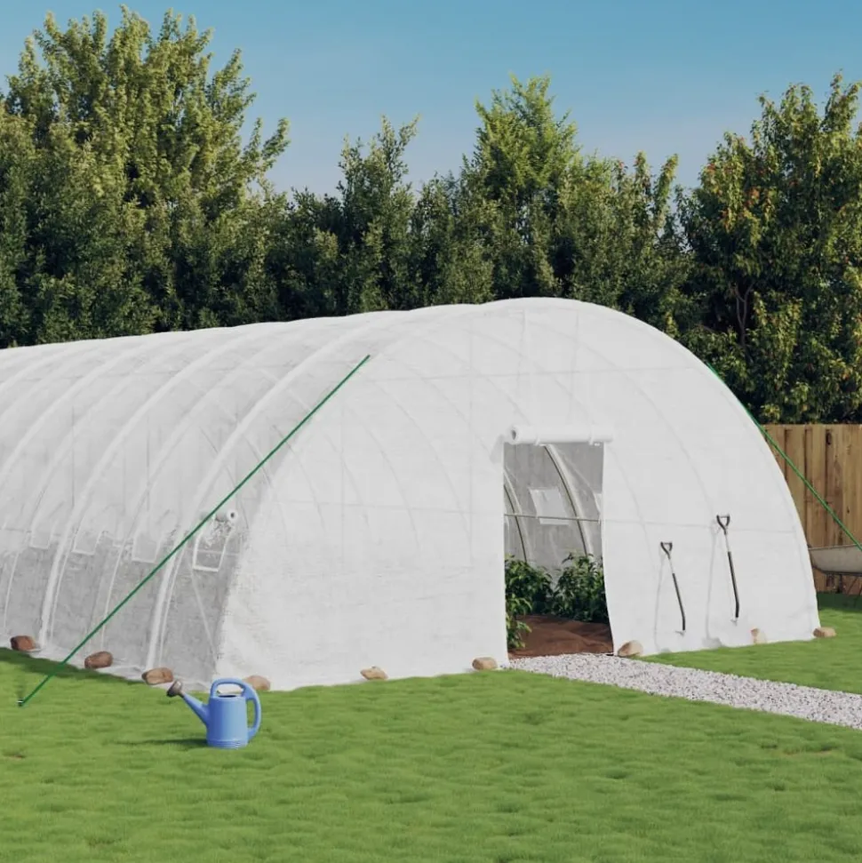 MAISON EXCLUSIVE - Serre avec cadre en acier blanc 48 m² 8x6x2,85 m