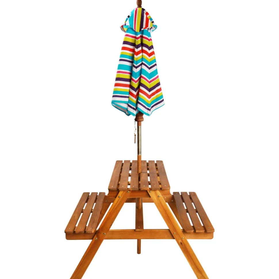 MAISON EXCLUSIVE - Table à pique-nique et parasol enfants 79x90x60cm acacia solide