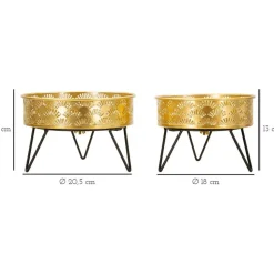 MAURO FERRETTI - Set de 2 cache-pots en métal doré et noir zanny