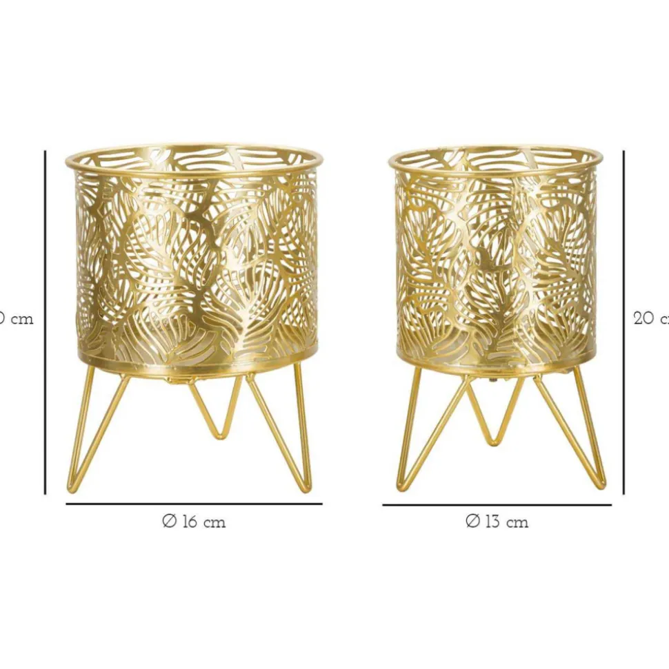 MAURO FERRETTI - Set de 2 cache-pots en métal doré naty
