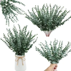 MCBOSON - Feuilles d'eucalyptus artificielles or*24