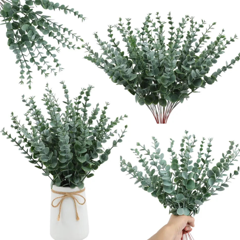 MCBOSON - Feuilles d'eucalyptus artificielles or*24