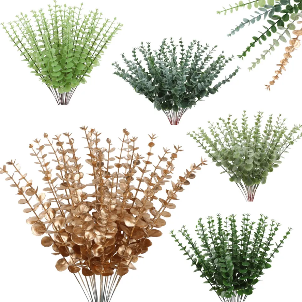 MCBOSON - Feuilles d'eucalyptus artificielles rouge*24