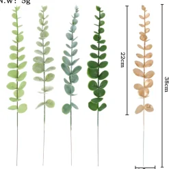 MCBOSON - Feuilles d'eucalyptus artificielles vert foncé*24