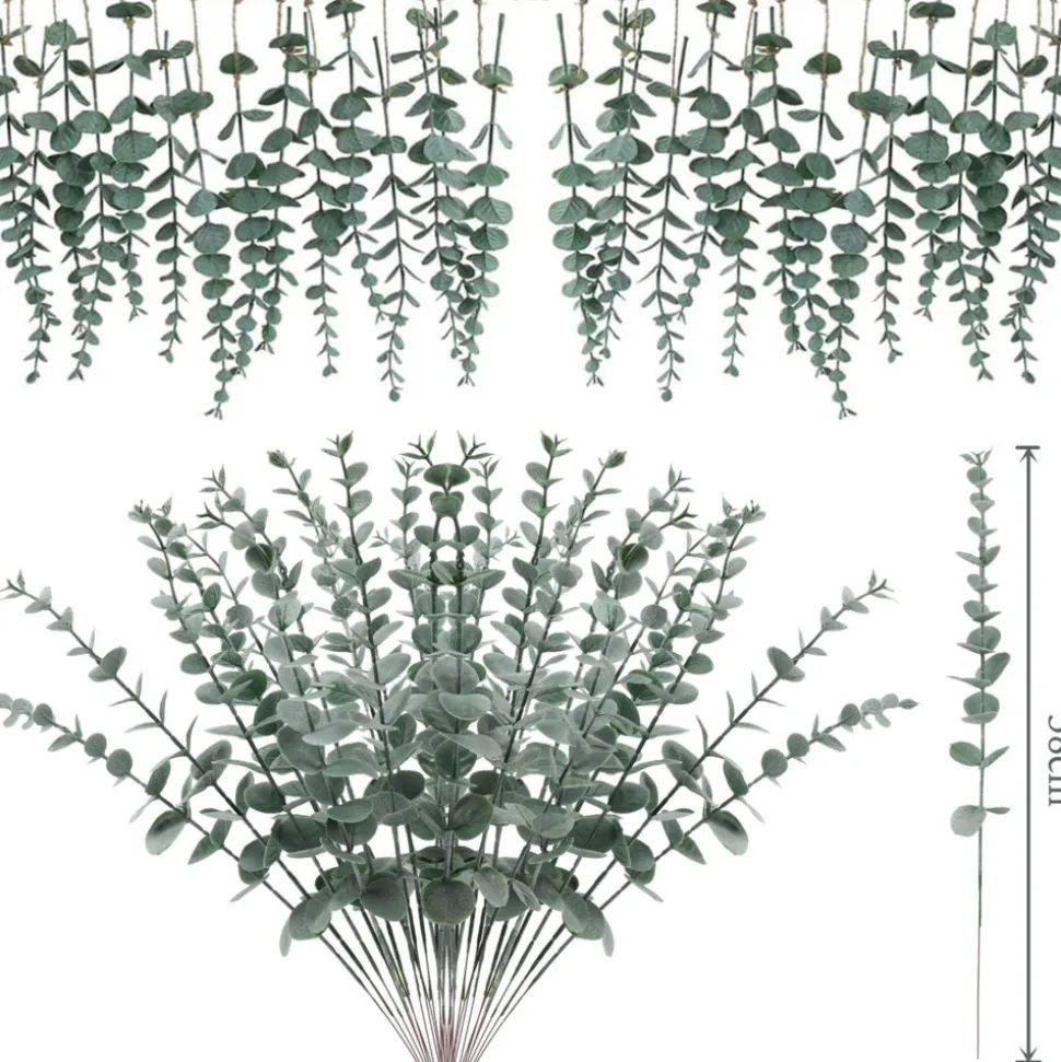 MCBOSON - Feuilles d'eucalyptus artificielles vertes*24