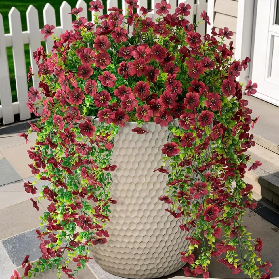 MCBOSON - Fleurs plastiques artificielles pour phalaenopsis 2 pièces rouge