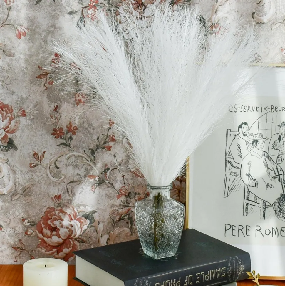 MCBOSON - Plumes de roseau simulées pour blanc crème 100 pièces