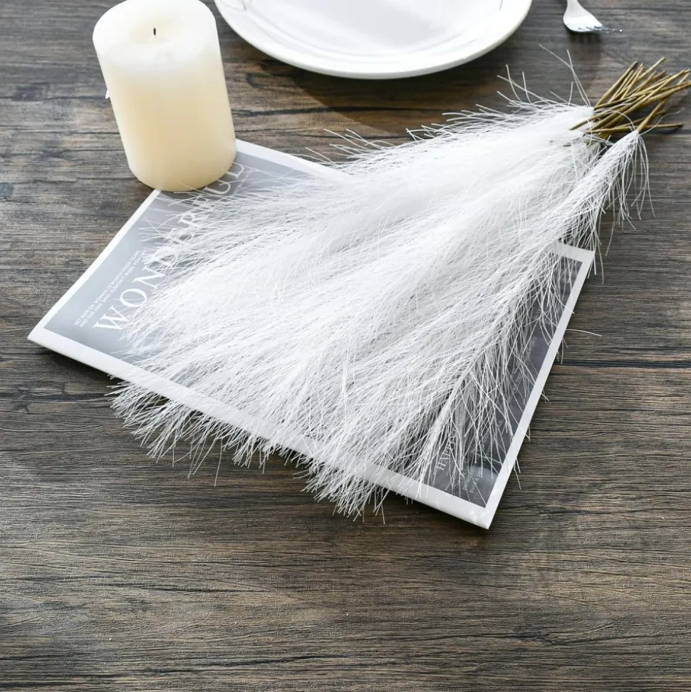 MCBOSON - Plumes de roseau simulées pour blanc crème 100 pièces