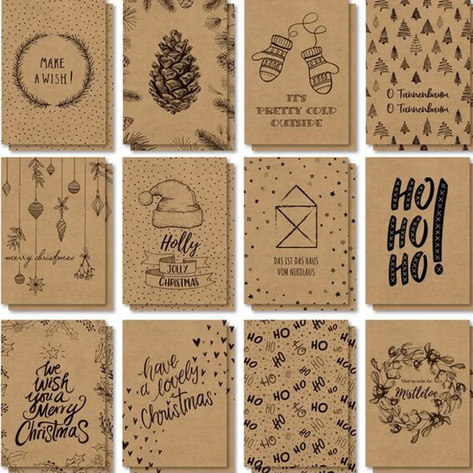 MES COURSES EN VRAC - 24 cartes de noel en kraft