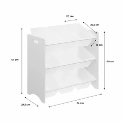 Meuble de rangement pour enfant avec 9 casiers. Blanc - tobias - mdf décor bois naturel. 64x29.5x60cm