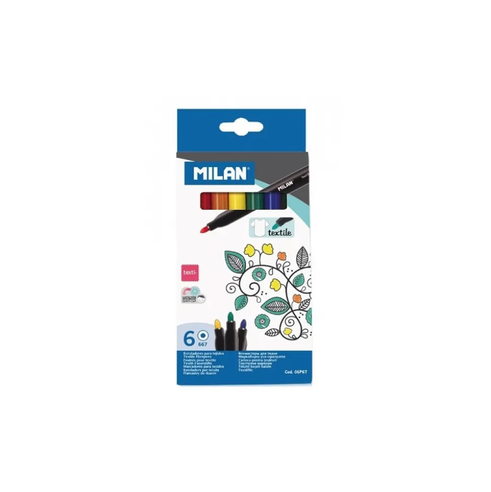 MILAN - Boite 6 feutres textile pour tissu