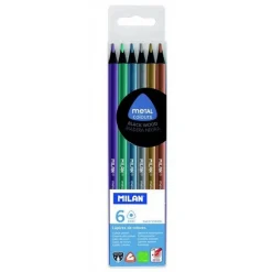 MILAN - Boîte de crayons métallisés en bois noir élégante