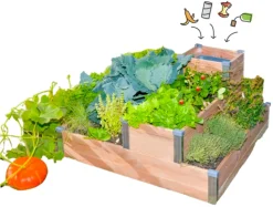 MON PETIT POTAGER - Carré potager autonome en bois Douglas L100 x l95 x H54 cm - Composteur intégré - Epaisseur 19mm
