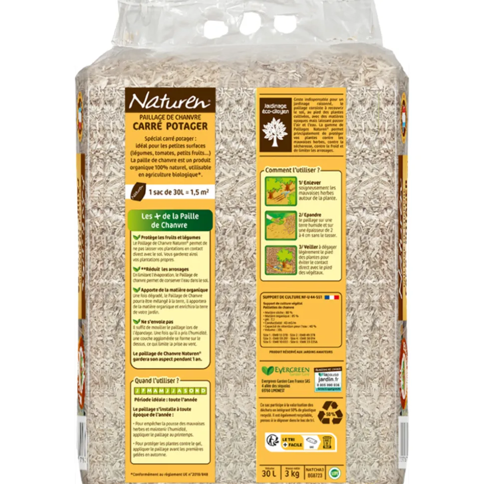 NATUREN - Paillage chanvre spécial carré potager 30 L