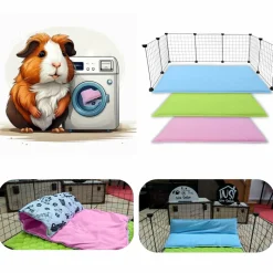 NEO SOLVO - Lot de 4 - tapis pour cochon d'inde et lapin en polaire 70 x 35 cm - polaire absorbant, lavable en machine, economique