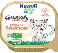 NESTOR BIO - Pâtées sans céréales bio au saumon pour chat 100g