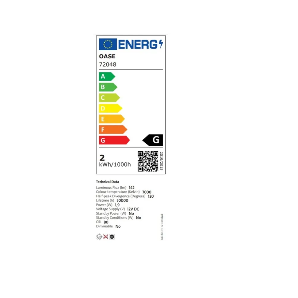 Oase aquarium 15l led noir - life 15 led black