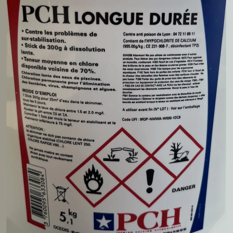 OCEDIS - Pch chlore lent stick 300g 5.1kg - hypochlorite calcium longue duree