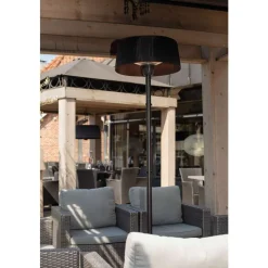 OUTTRADE - Chauffage d'extérieur sur pied en aluminium noir - H 195 x D.50 cm