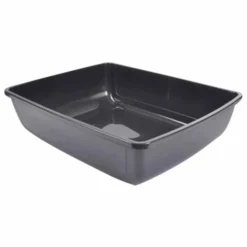 PARIS PRIX - Bac à litière pour chat "sans bord" 46cm anthracite