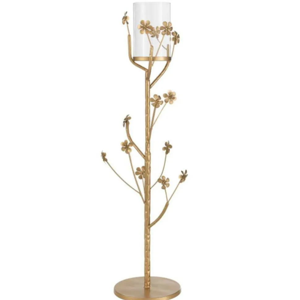 PARIS PRIX - Bougeoir design en métal "curama" 79cm or