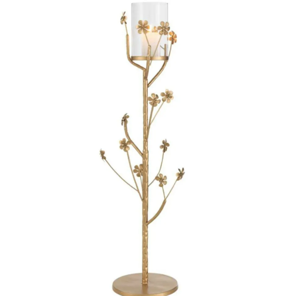 PARIS PRIX - Bougeoir design en métal "curama" 79cm or