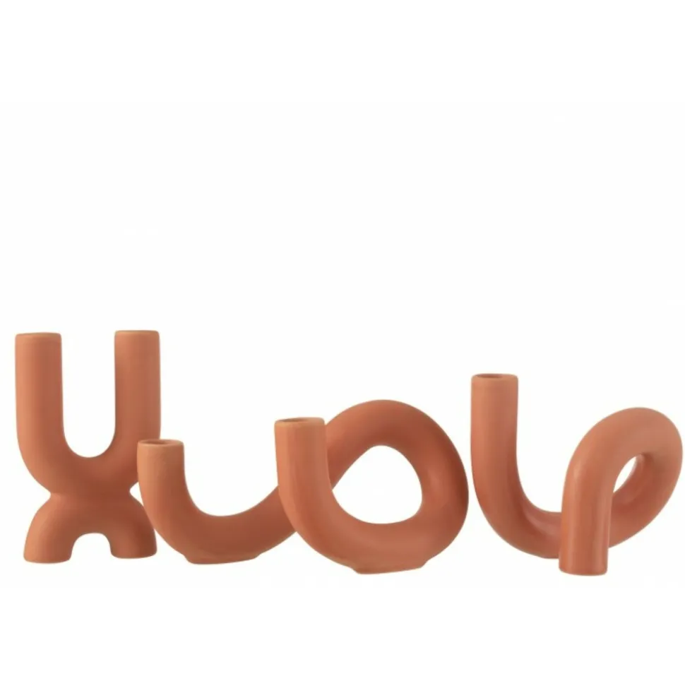 PARIS PRIX - Bougeoir en céramique "torsia" 25cm orange