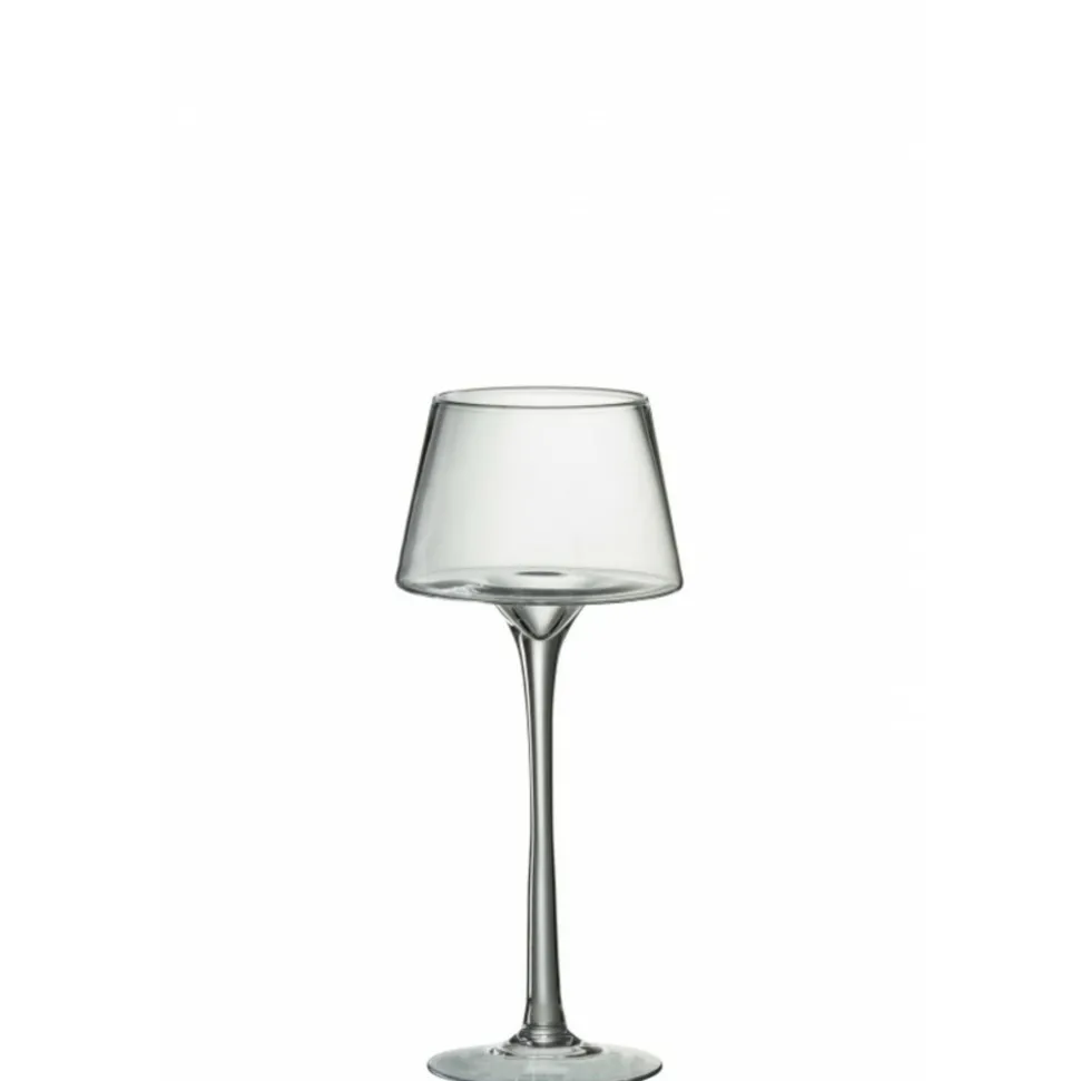 PARIS PRIX - Bougeoir sur pied "conique" 35cm transparent