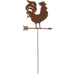 PARIS PRIX - Décoration de jardin "girouette" 120cm marron rouille