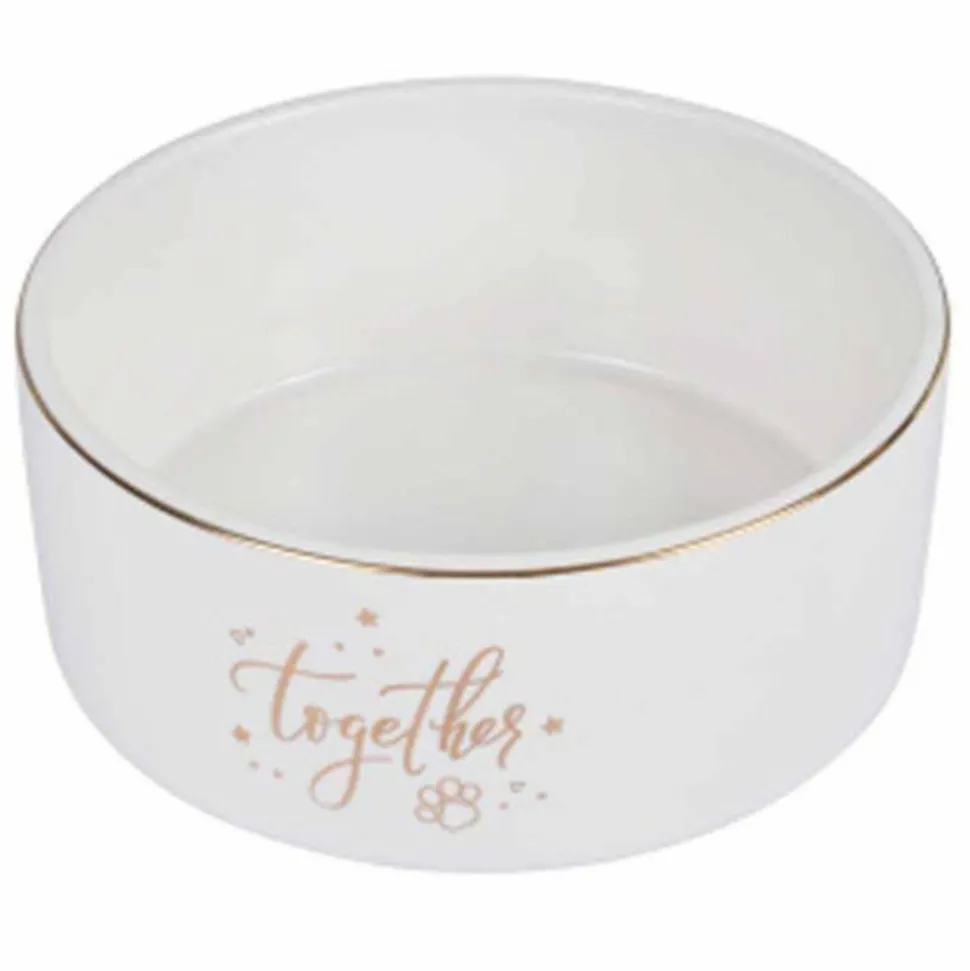 PARIS PRIX - Gamelle pour chien & chat "together" 16cm blanc