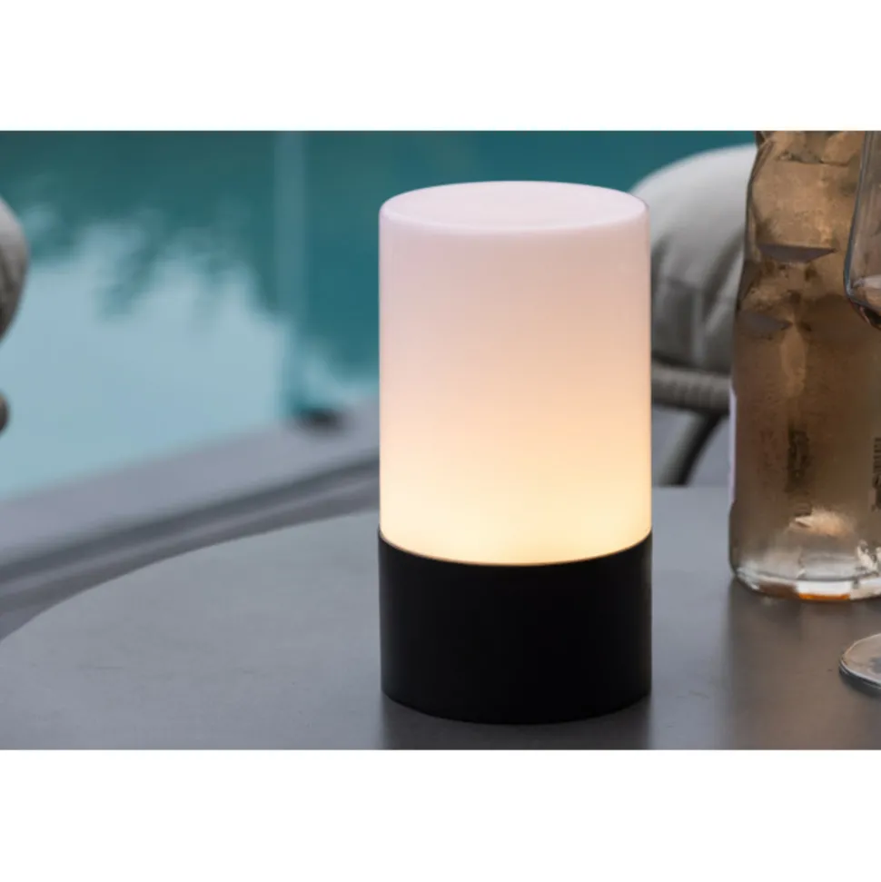 PARIS PRIX - Lampe à poser d'extérieur led "tubu" 18cm noir