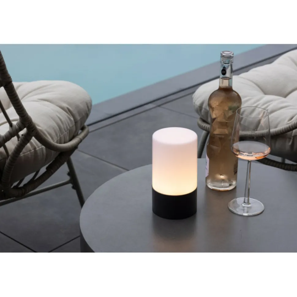 PARIS PRIX - Lampe à poser d'extérieur led "tubu" 18cm noir