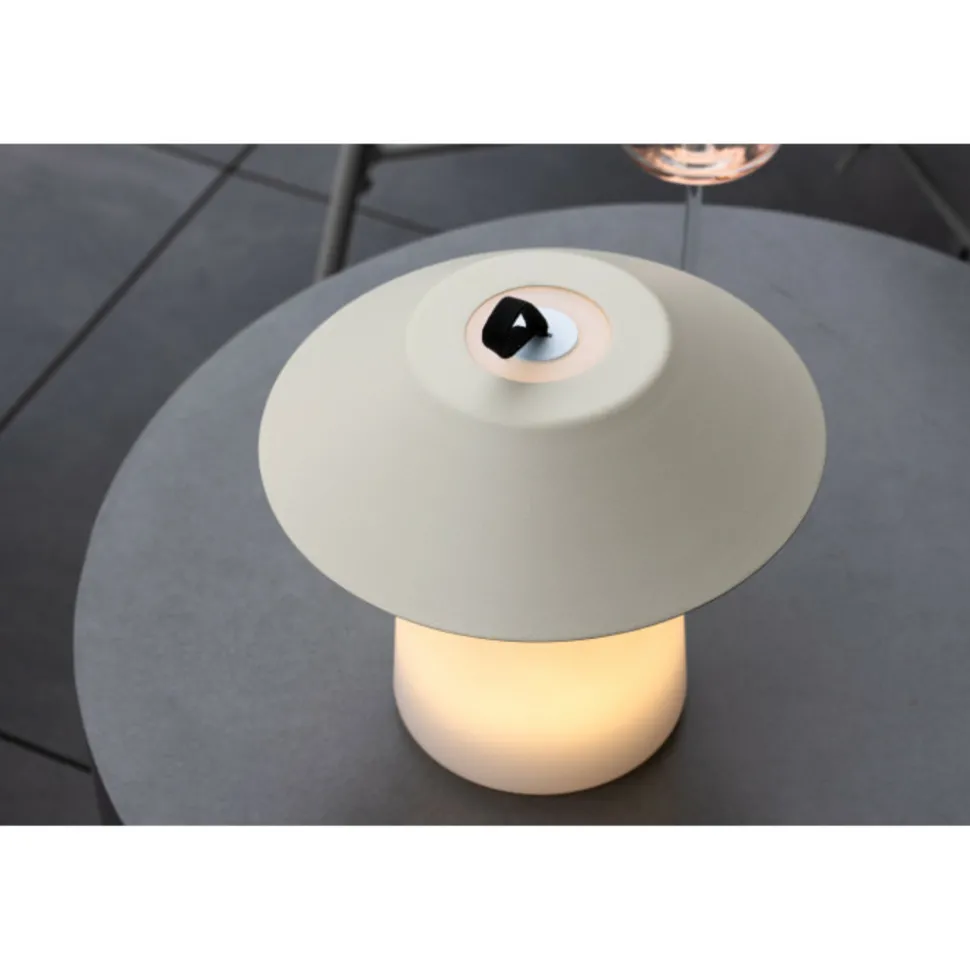 PARIS PRIX - Lampe à poser d'extérieur led "rubu" 26cm beige