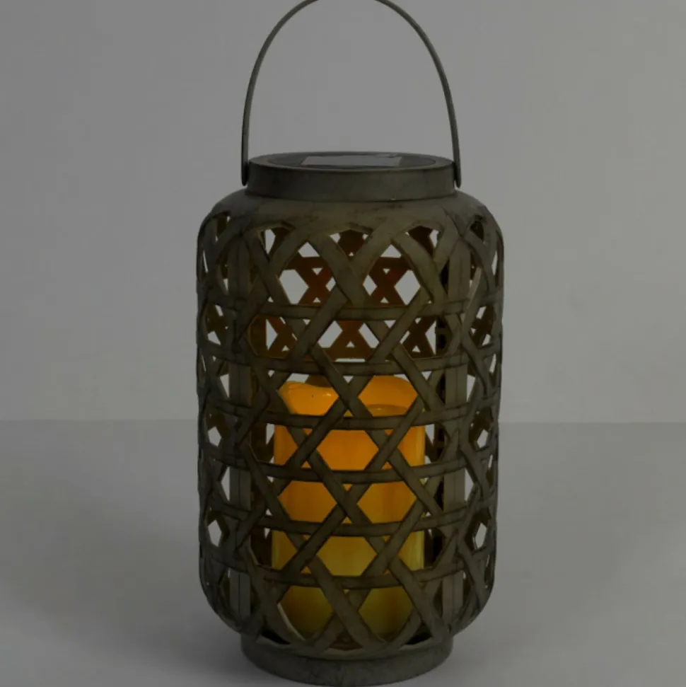PARIS PRIX - Lampe solaire extérieur "effet bougie" 24cm marron