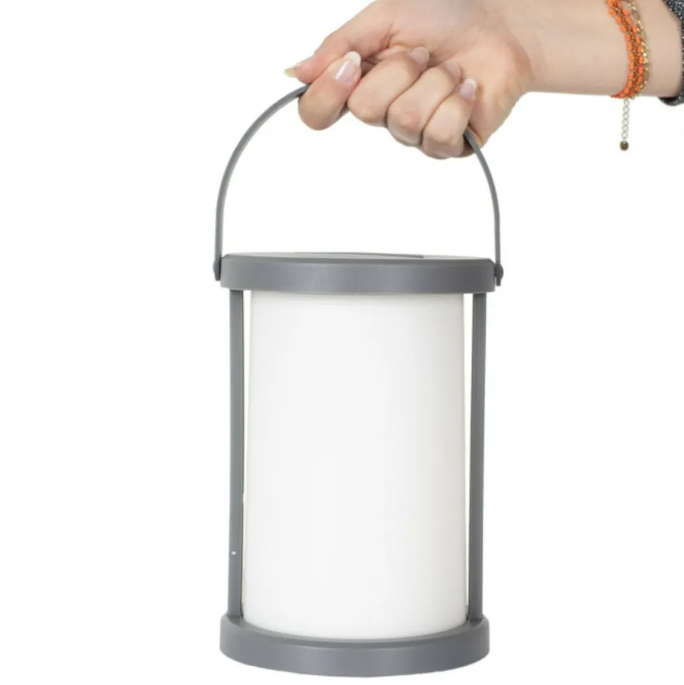 PARIS PRIX - Lampe solaire extérieur "clara" 18cm gris