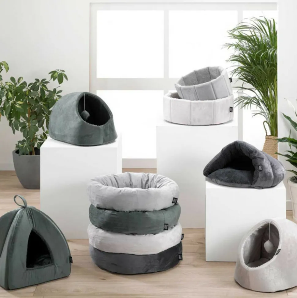 PARIS PRIX - Niche chausson pour chat "sweet cat" 45cm vert foncé