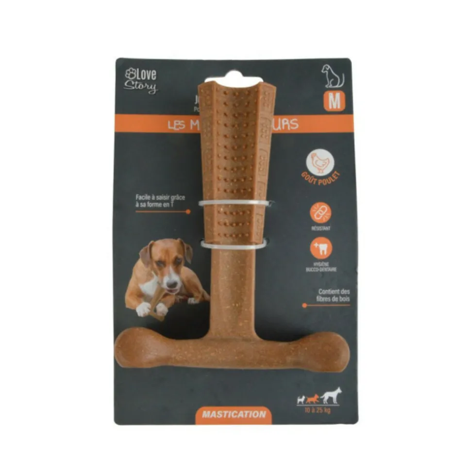 PARIS PRIX - Os à mâcher pour chien "poulet" 14cm marron