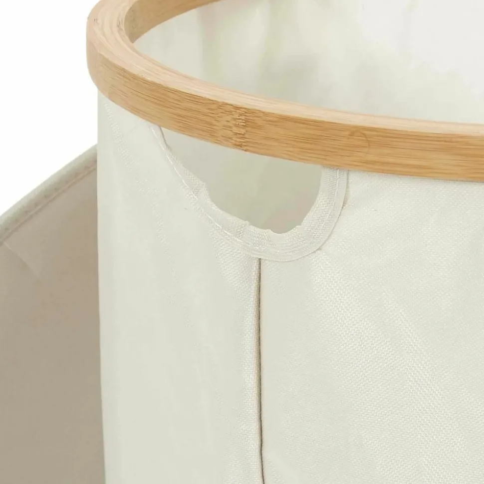 PARIS PRIX - Panier de rangement rond "cerclage" 38cm beige